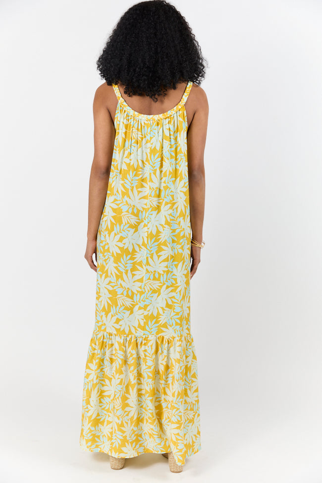Painting The Sky Yellow Leaf Print Maxi Dress FINAL SALE - Image 4