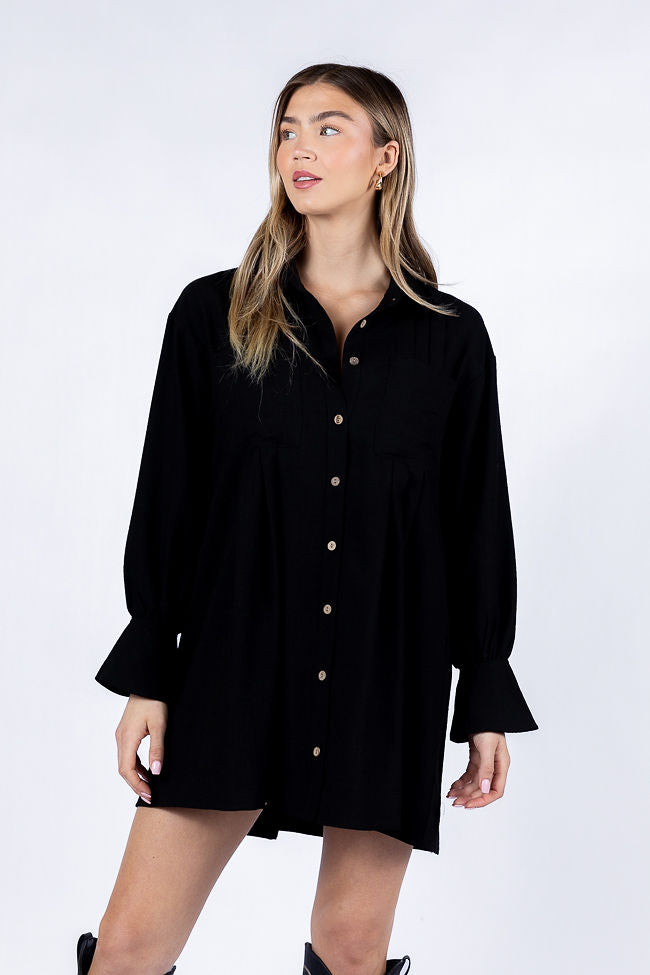 Write This Down Black Button Up Shirt Dress FINAL SALE - Image 3
