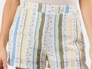 Lovely Lagoons Blue and Green Knit Crochet Shorts FINAL SALE