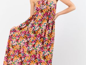Waterside Elegance Multi Floral Halter Neck Maxi Dress FINAL SALE