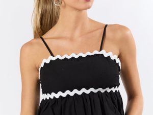 Heartfelt Moment Black and Ivory Rick Rack Trim Tank FINAL SALE