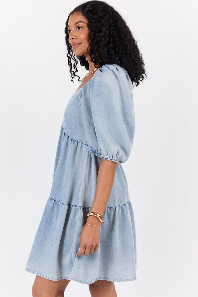 Believe Me Chambray V-neck Mini Dress FINAL SALE - Image 4