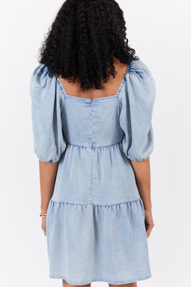 Believe Me Chambray V-neck Mini Dress FINAL SALE - Image 5