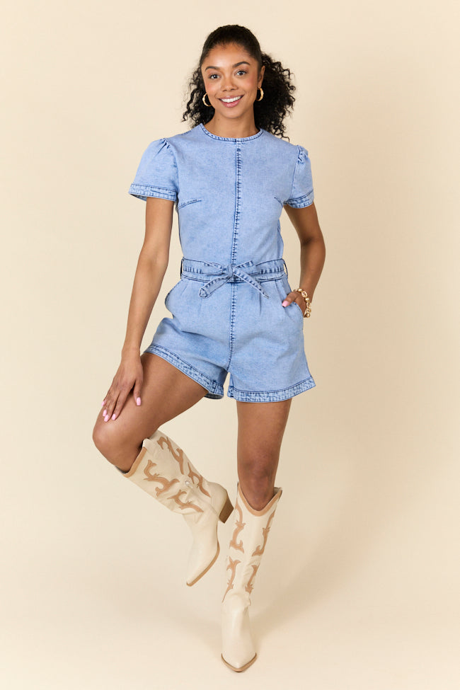 Whens Intermission Denim Short Sleeve Romper FINAL SALE - Image 2