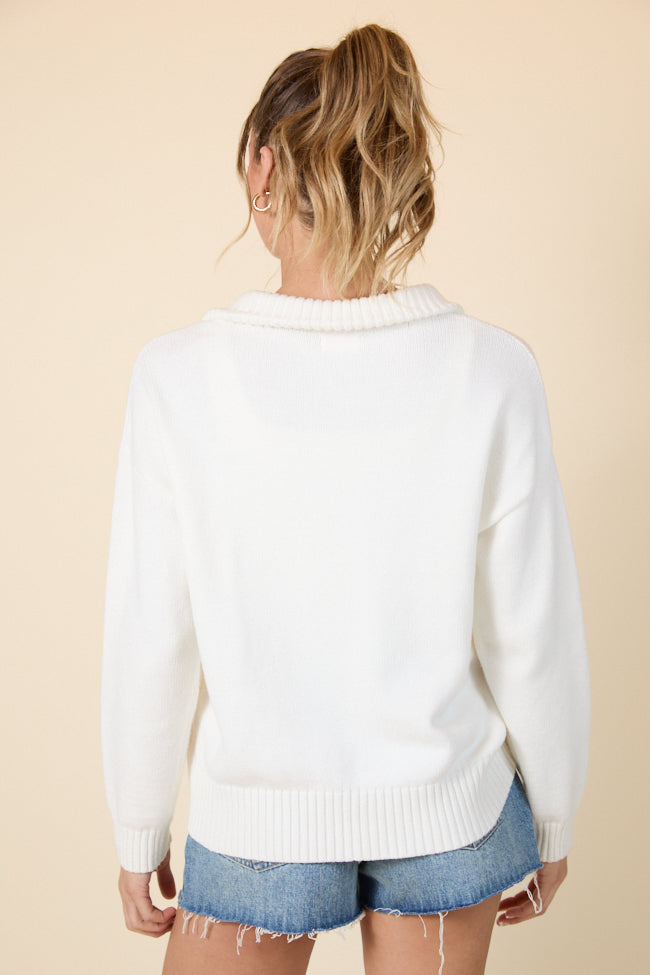 Fly High Cream American Flag Embroidered Quarter Zip Pullover FINAL SALE - Image 8