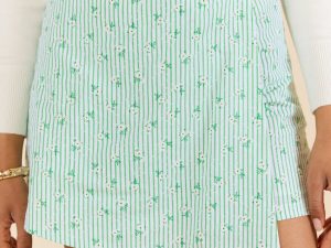 Not So Simple Green Striped Floral Print Skort FINAL SALE