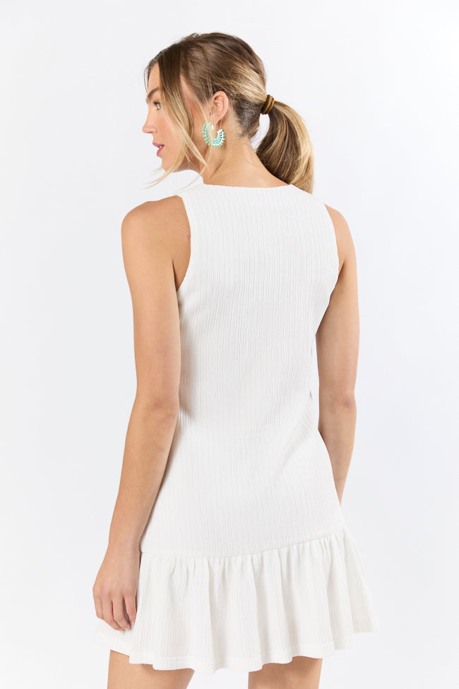 Sunset Romance White Knit Button Front Mini Dress FINAL SALE - Image 6