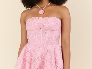 Sunlit Garden Pink Floral Lace Romper FINAL SALE