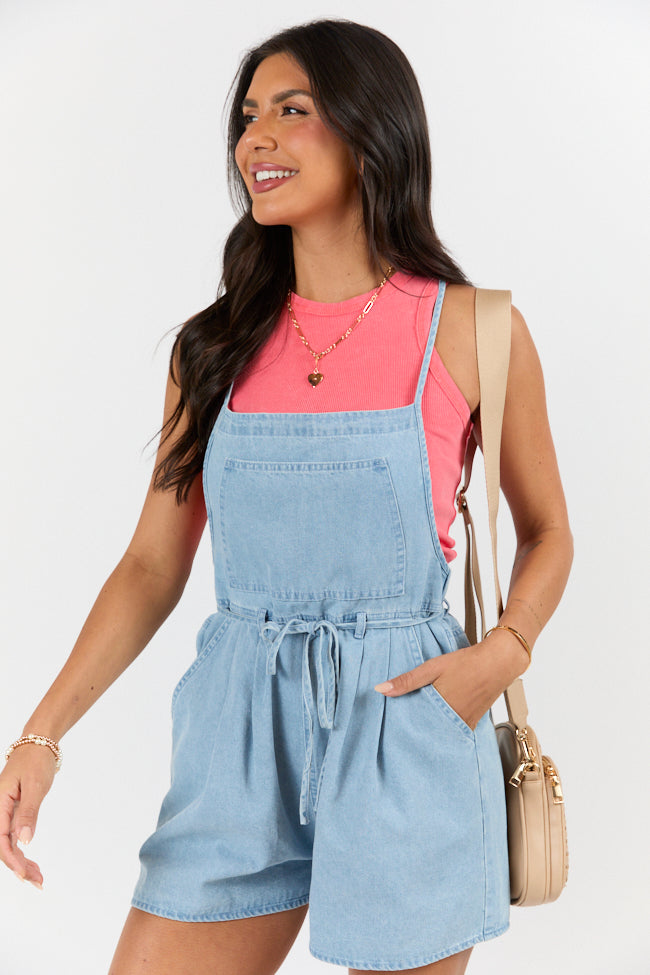 Better Perspective Blue Chambray Pull On Romper FINAL SALE