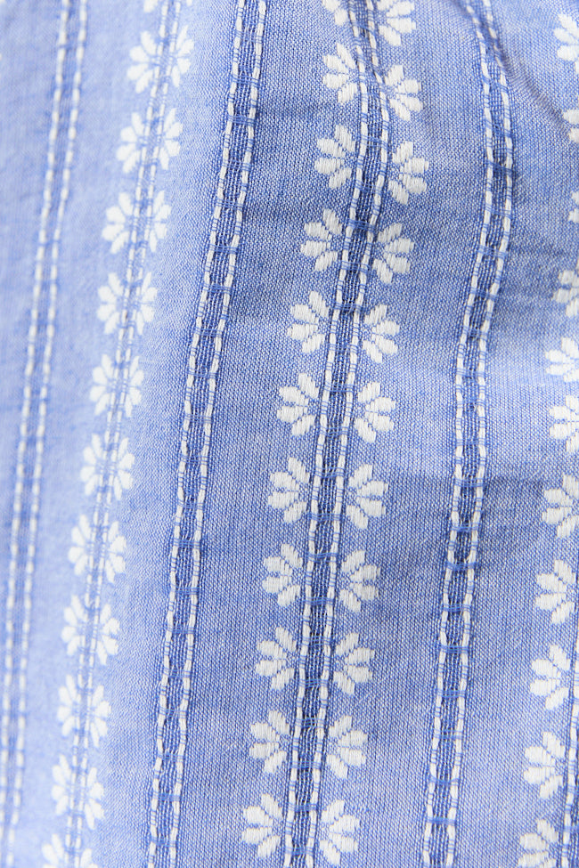 Following Along Blue Chambray Print Romper FINAL SALE - Image 6