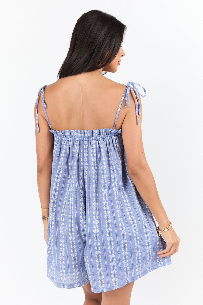 Following Along Blue Chambray Print Romper FINAL SALE - Image 4