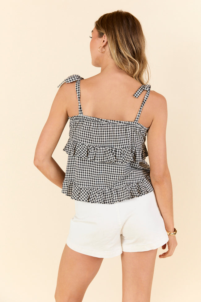 Moonlit Black Gingham Tie Sleeve Tank FINAL SALE - Image 8