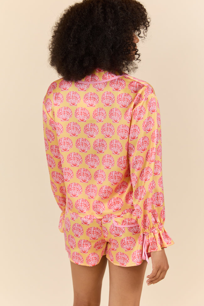 Seashell Serenity Satin Pajama Shorts FINAL SALE - Image 5