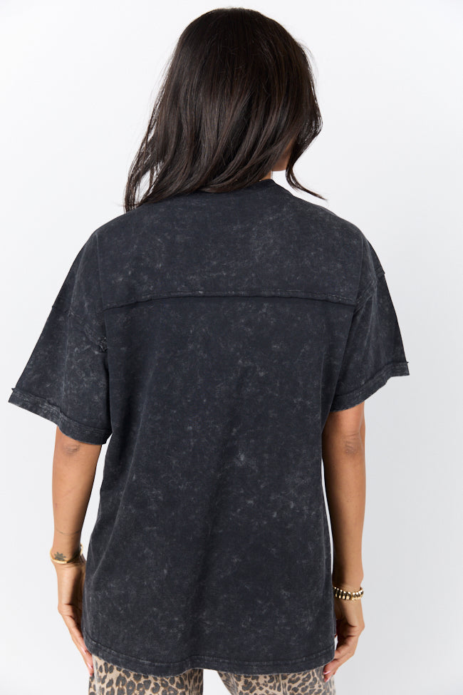 When We Meet Black Oversized Acid Wash V-Neck Tee FINAL SALE - Image 6