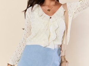 Plenty Of Love Cream Ruffle Trim Cardigan FINAL SALE