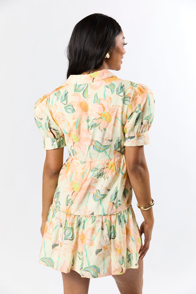 Off The Vine Multi Floral Print Front Tie Shirt Dress FINAL SALE - Image 7