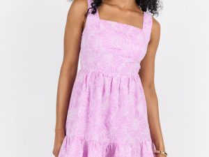 Eyelet Elegance Lavender Mini Dress FINAL SALE