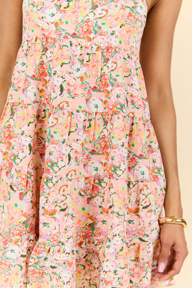 Sweet Thing Strapless Pink and Peach Printed Mini Dress FINAL SALE - Image 4