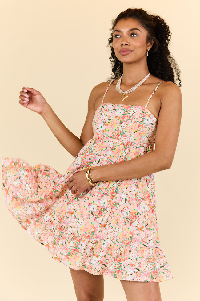 Sweet Thing Strapless Pink and Peach Printed Mini Dress FINAL SALE - Image 3