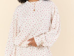 Just Focus Ivory Florette Long Sleeve Shirt FINAL SALE