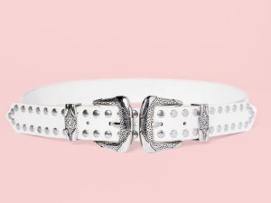White Double Buckle Belt FINAL SALE
