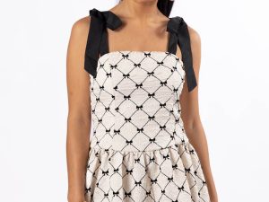 Every Occasion Ivory and Black Bow Dress FINAL SALE