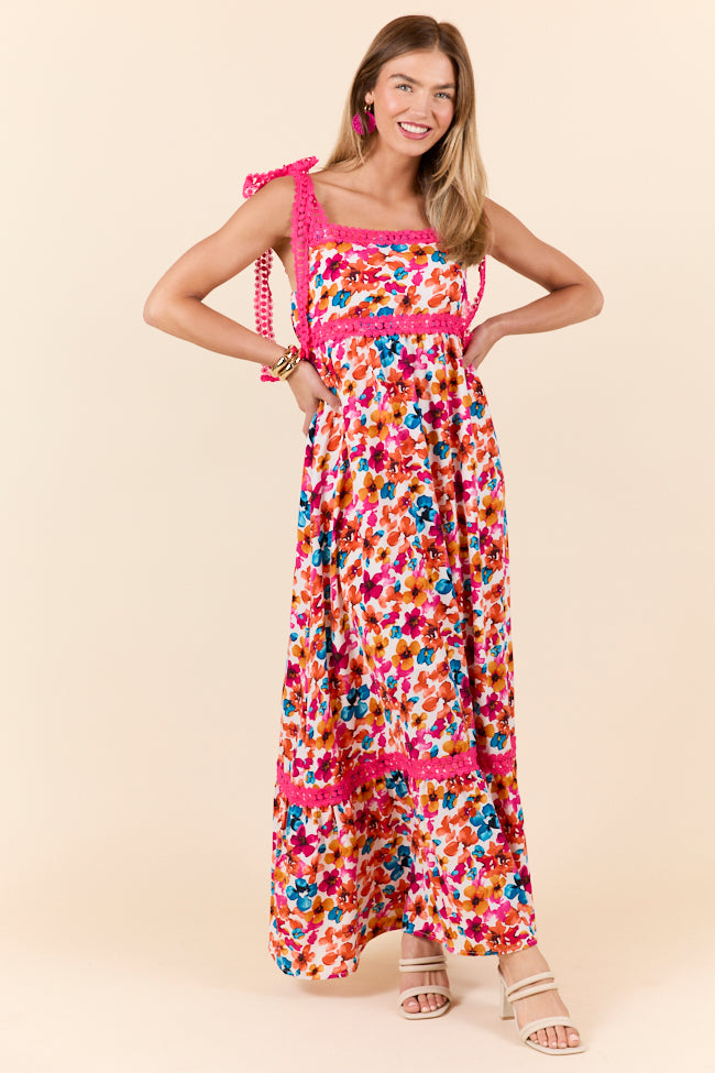 Come Along With Me Pink Trim Floral Maxi Dress FINAL SALE - Image 2