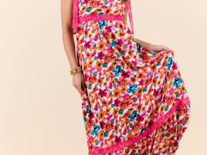 Come Along With Me Pink Trim Floral Maxi Dress FINAL SALE