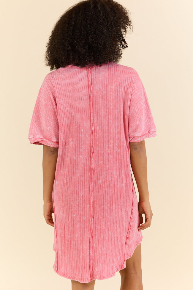 High Temperatures Hot Pink Acid Wash Knit Dress FINAL SALE - Image 4