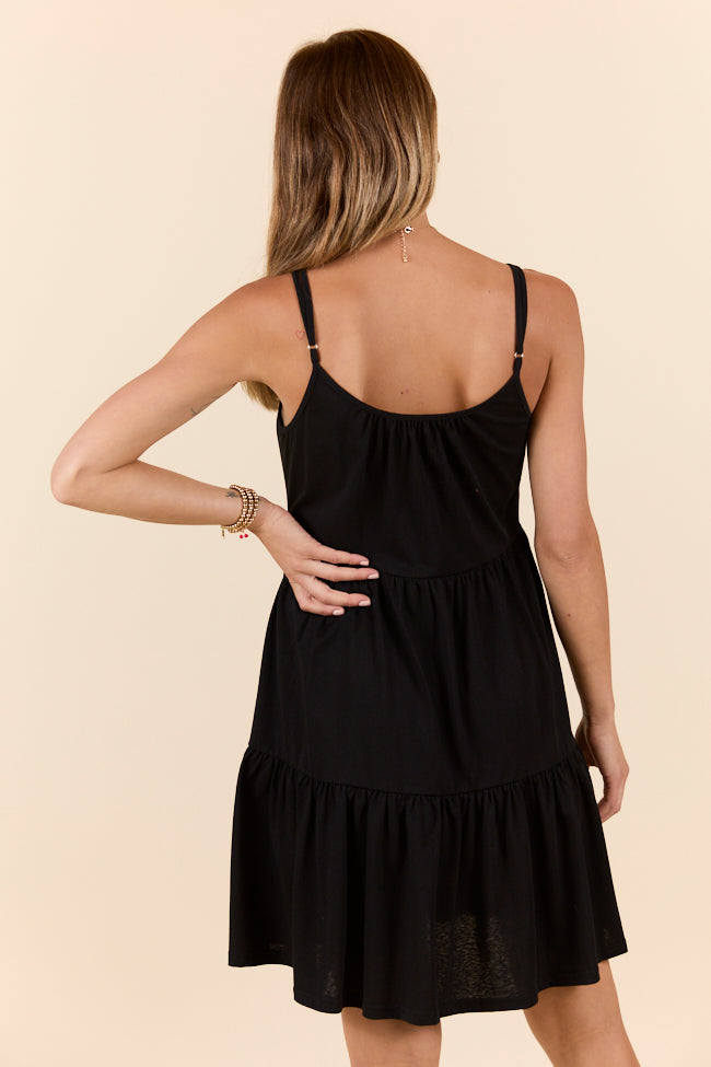 Dockside Drinks Black Mini Tiered Knit Dress FINAL SALE - Image 4