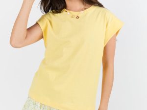 Classic Yellow Cap Sleeve Knit T Shirt FINAL SALE