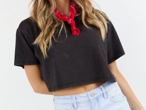 As Cool As It Gets Light Black Cropped Knit T Shirt FINAL SALE