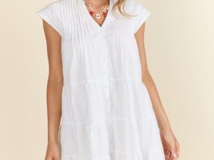 Just A Little White Button Up Mini Dress FINAL SALE