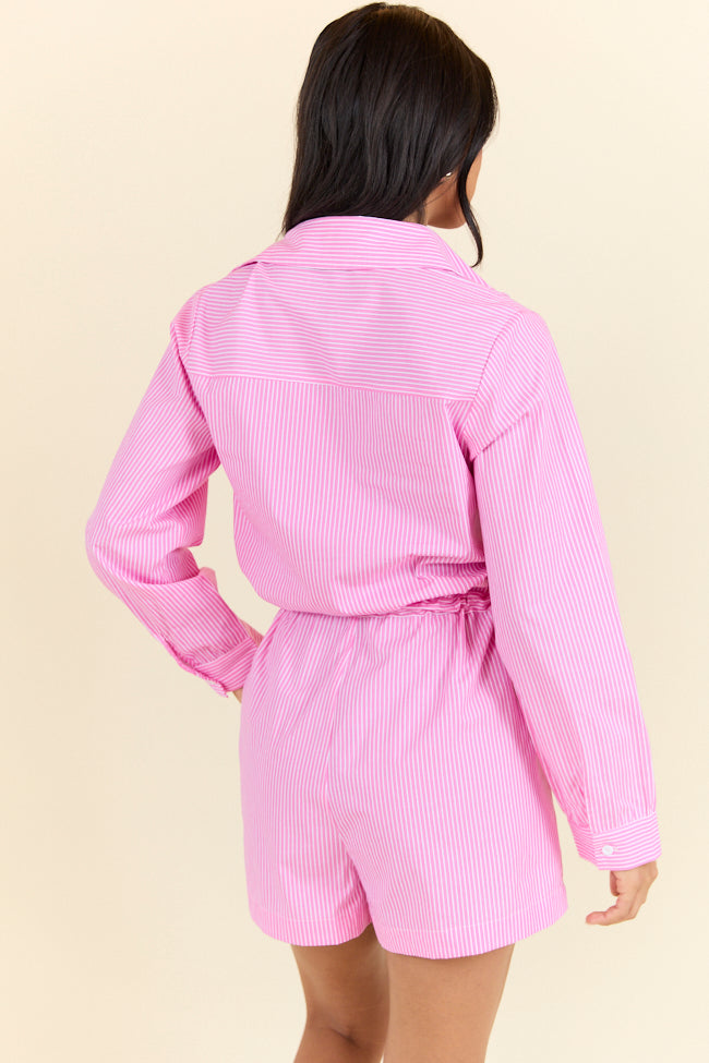 Days Off Pink Stripe Collared Romper FINAL SALE - Image 4