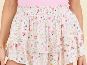 Own It Pink Multi Floral Ruffle Skort FINAL SALE