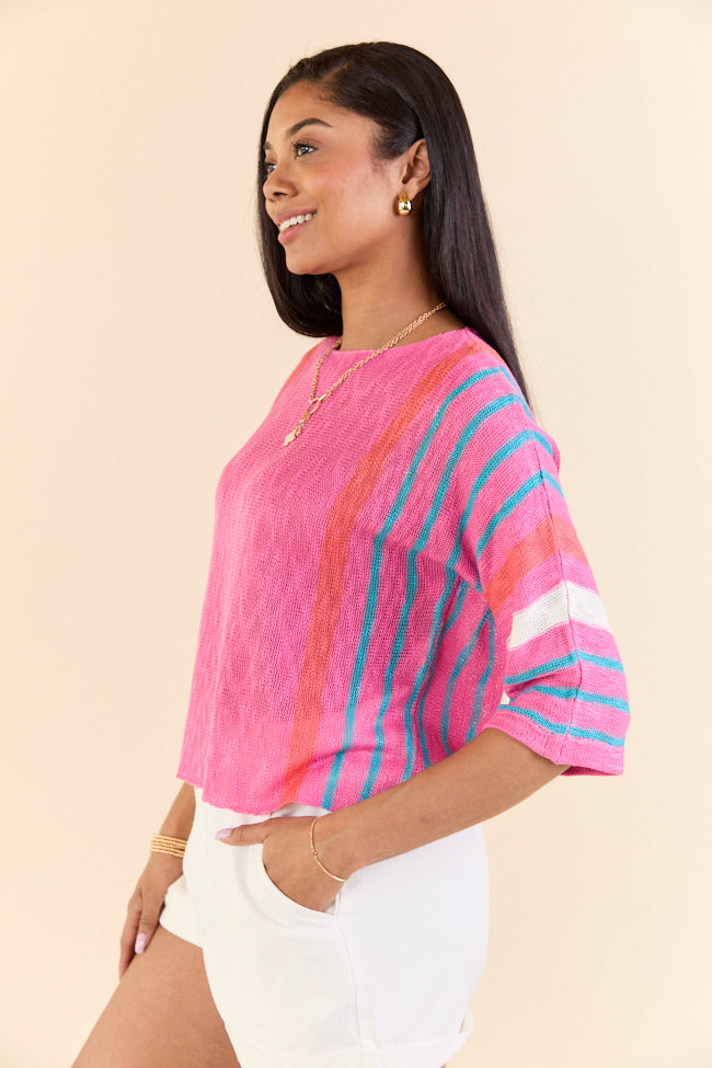 Swept Away Pink Striped Sleeve Sweater FINAL SALE - Image 4