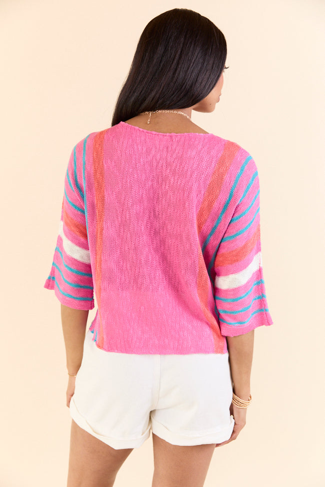 Swept Away Pink Striped Sleeve Sweater FINAL SALE - Image 5