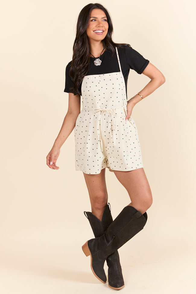 Better Perspective Black and White Daisy Denim Romper FINAL SALE - Image 2