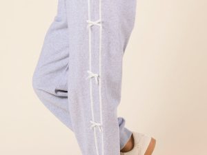 Kinley Heather Grey Side Bow Detail Pants FINAL SALE