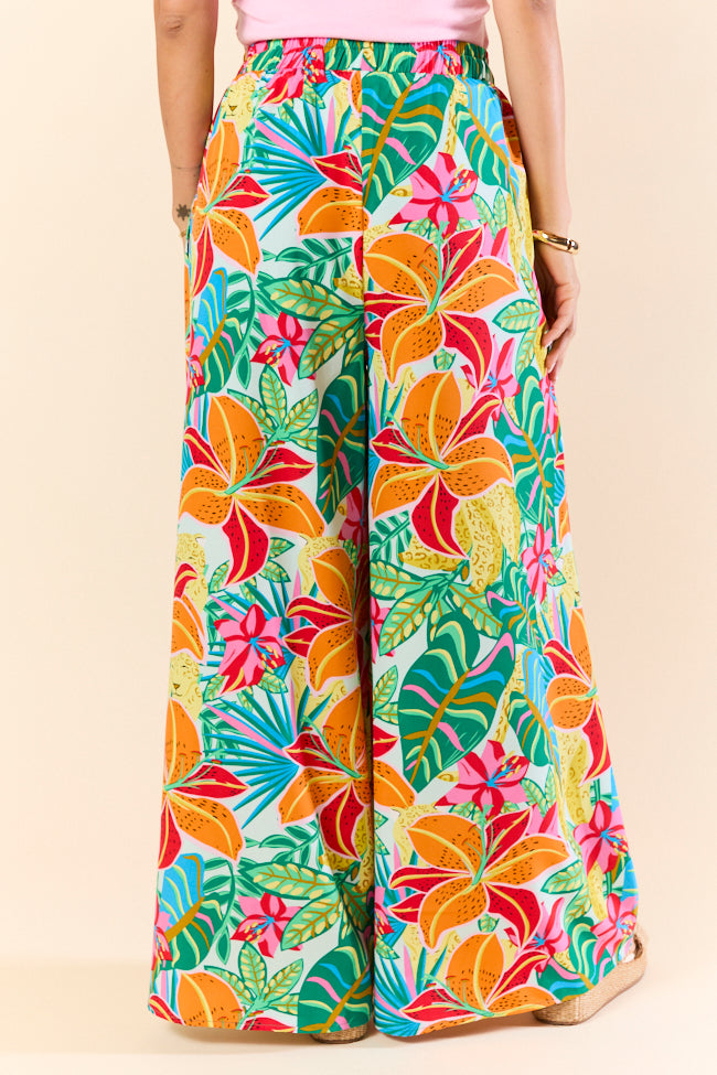 Beach Breeze Blue Mixed Print Wide Leg Pants FINAL SALE - Image 5