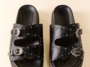 Effie Black Buckle Slide Sandals FINAL SALE