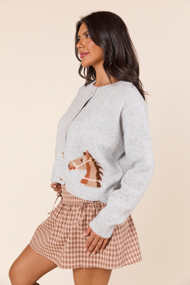 Erika Grey Horse Sweater Cardigan - Image 5