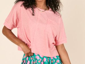 Darcy Short Sleeve Crop Coral Tee FINAL SALE