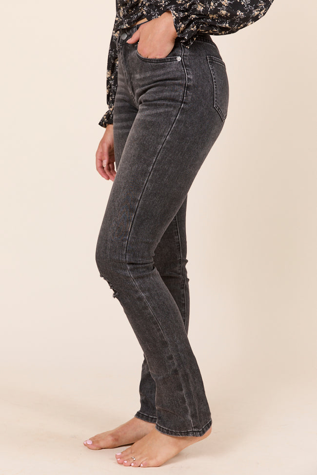 Annie High Rise Black Distressed Slim Straight Leg Jeans - Image 4