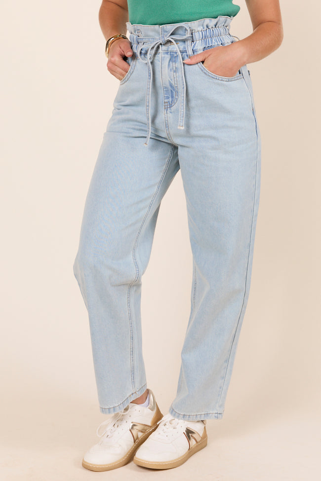 Gracie Light Wash Tie Waist Jeans - Image 3