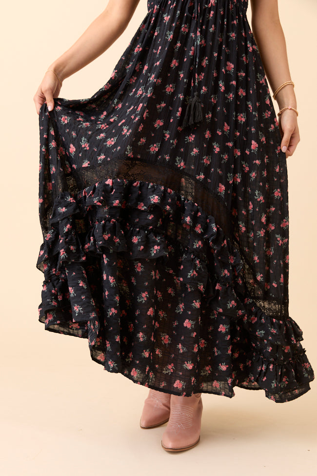 Lucky To Have You Sleeveless Black Floral Maxi Dress - Image 8