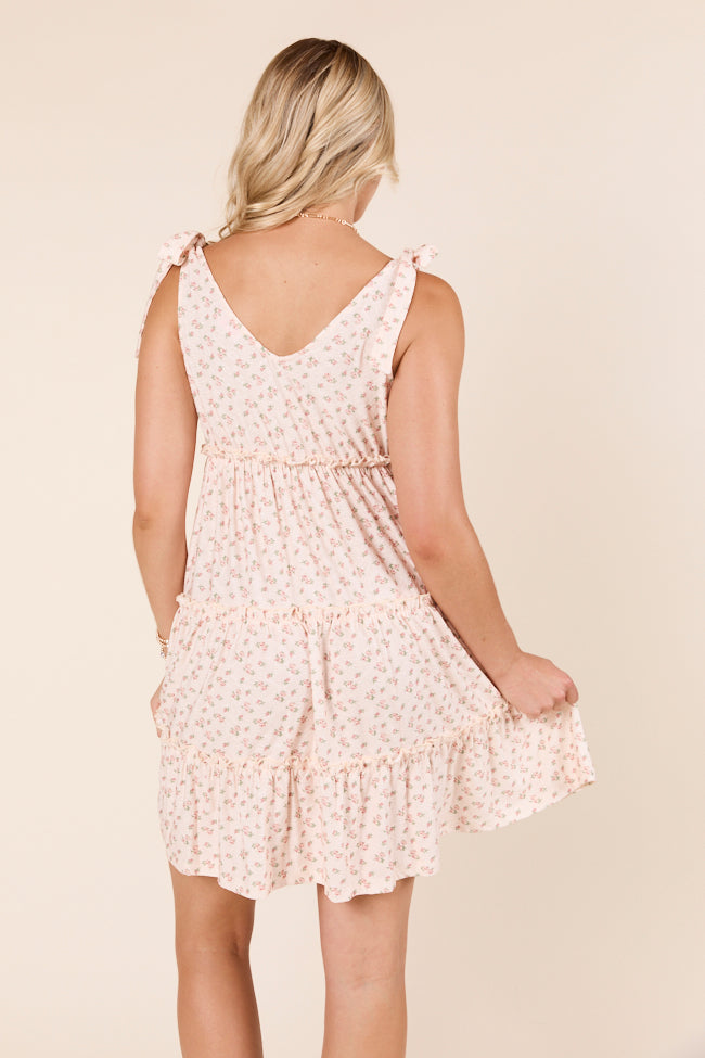 Sweetly Tied Tie Shoulder Floral Pink Dress - Image 7