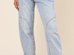 River Light Wash Denim Barrel Leg Jeans