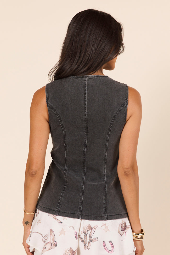 Western Ties Black Bow Denim Vest - Image 6