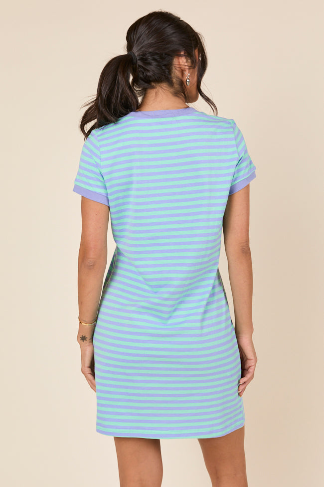 Abby Varsity Striped Light Blue Knit Dress FINAL SALE - Image 7